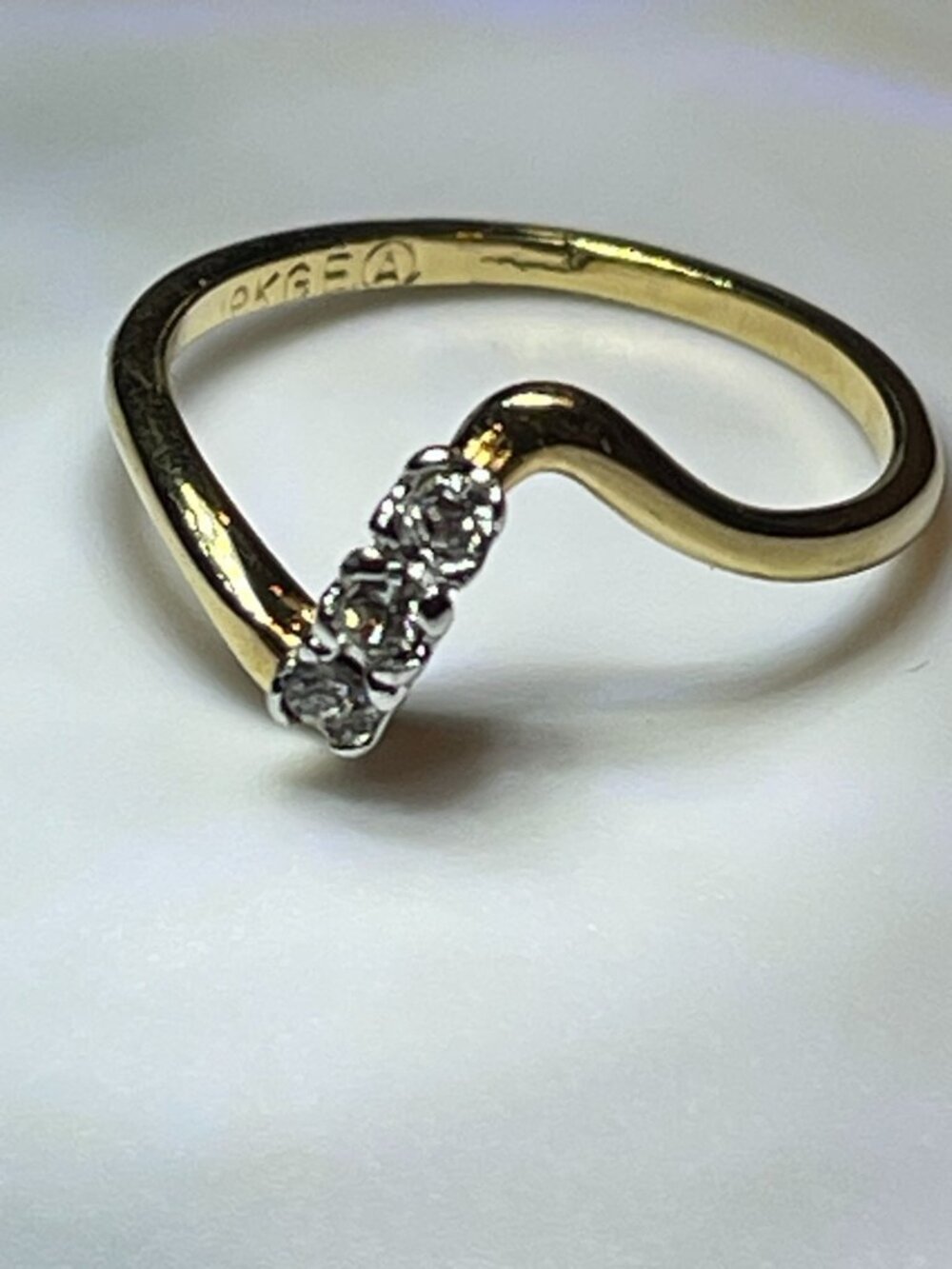 Vintage 70s Deep Curved Stacking Band 18K GE American Ring Co Size 6.75